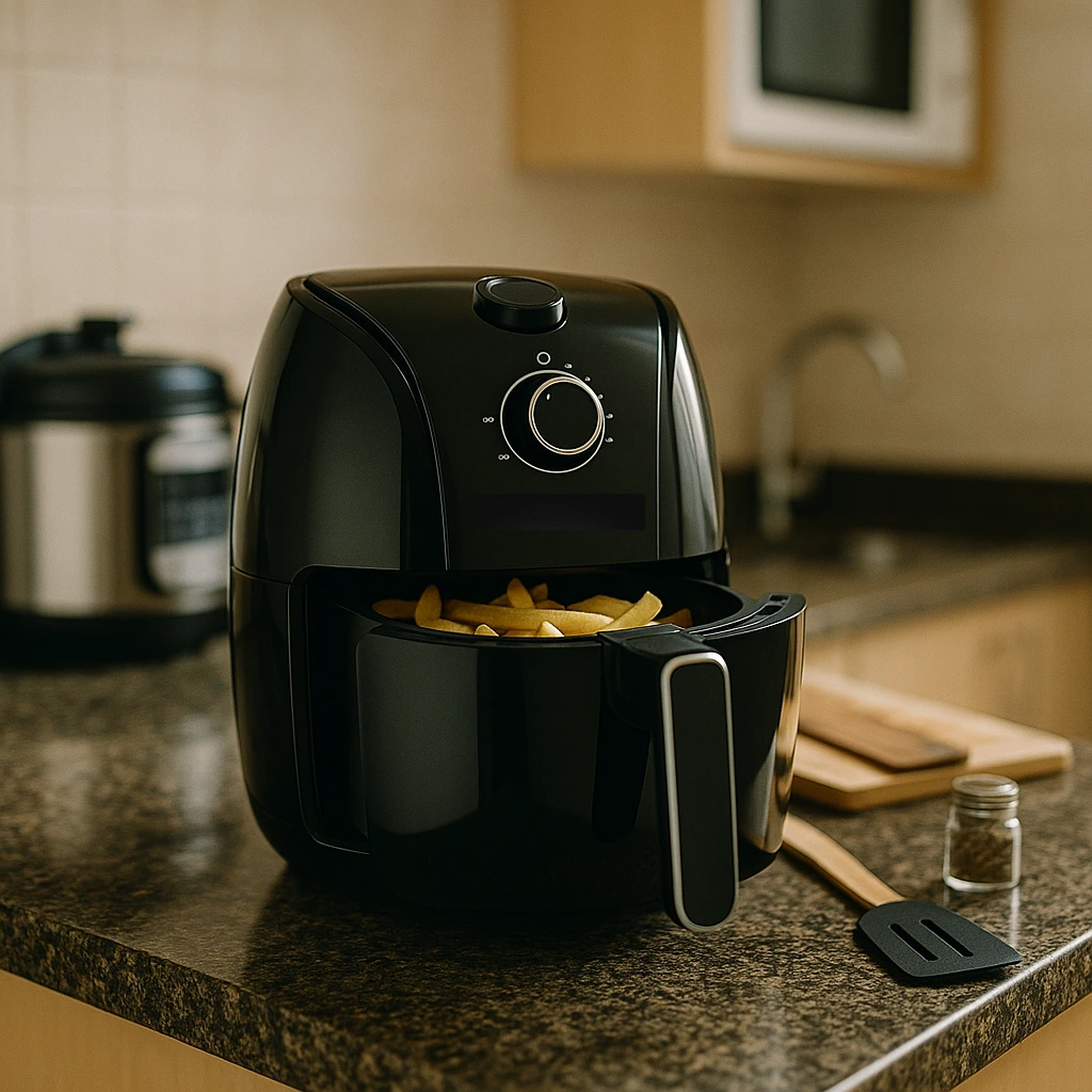Air fryer moderna em uma cozinha bem equipada