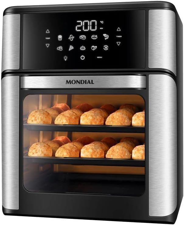 Fritadeira Air Fryer Forno Oven 12 Litros Mondial Preto Inox AFON-12L-BI