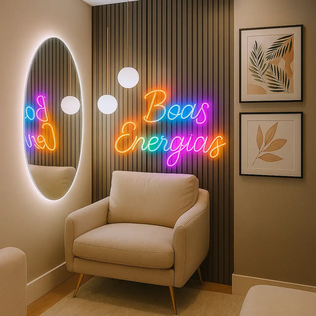 Parede de destaque no quarto criativa e iluminação suave, criando um cenário sonhador para fotos