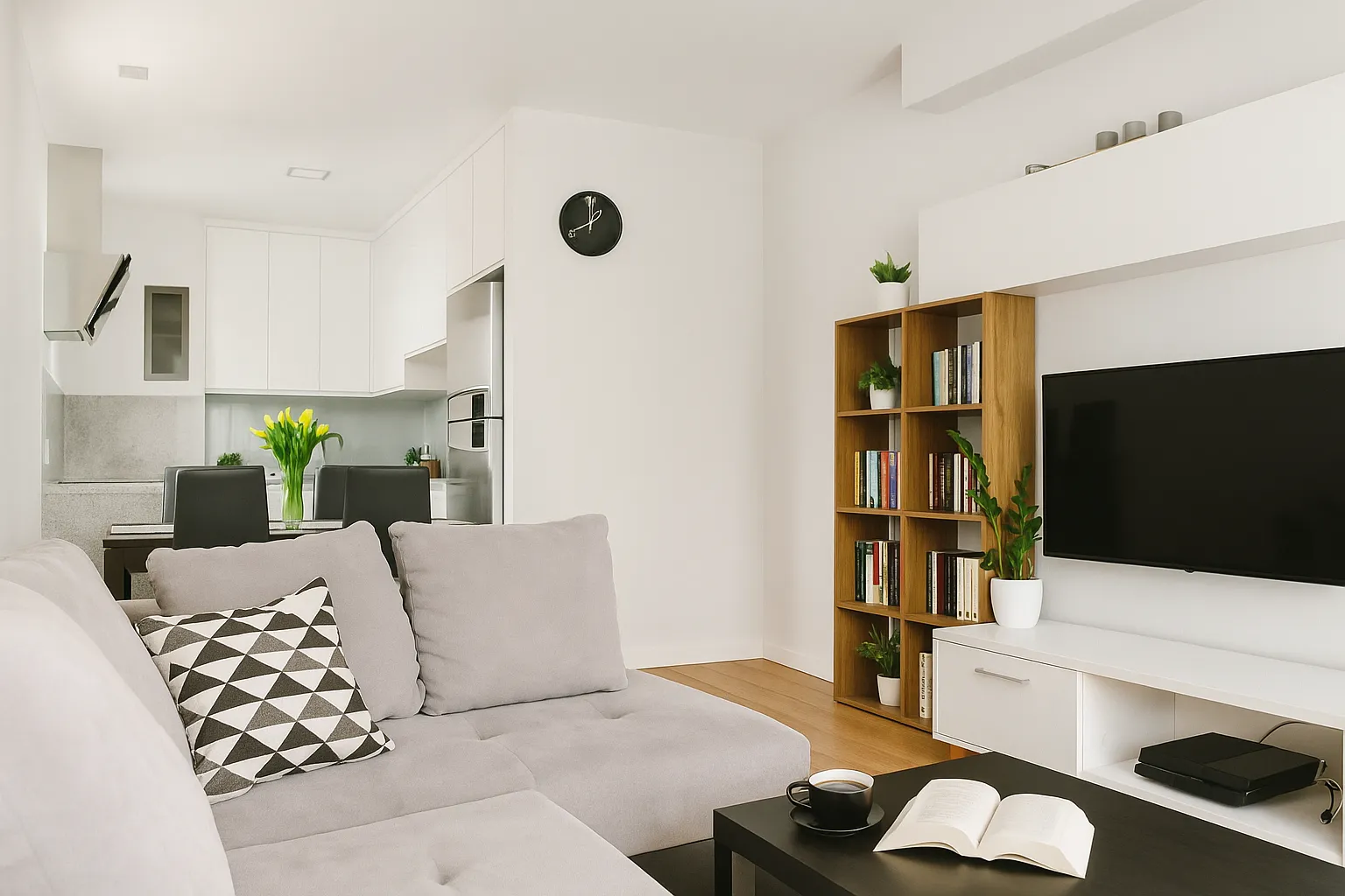 Ambiente de casa com decoração elegante e funcional, representando o resultado de evitar erros comuns de design