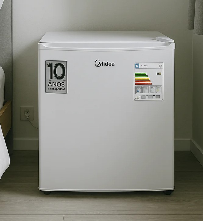 Frigobar Midea 45L Branco com porta fechada