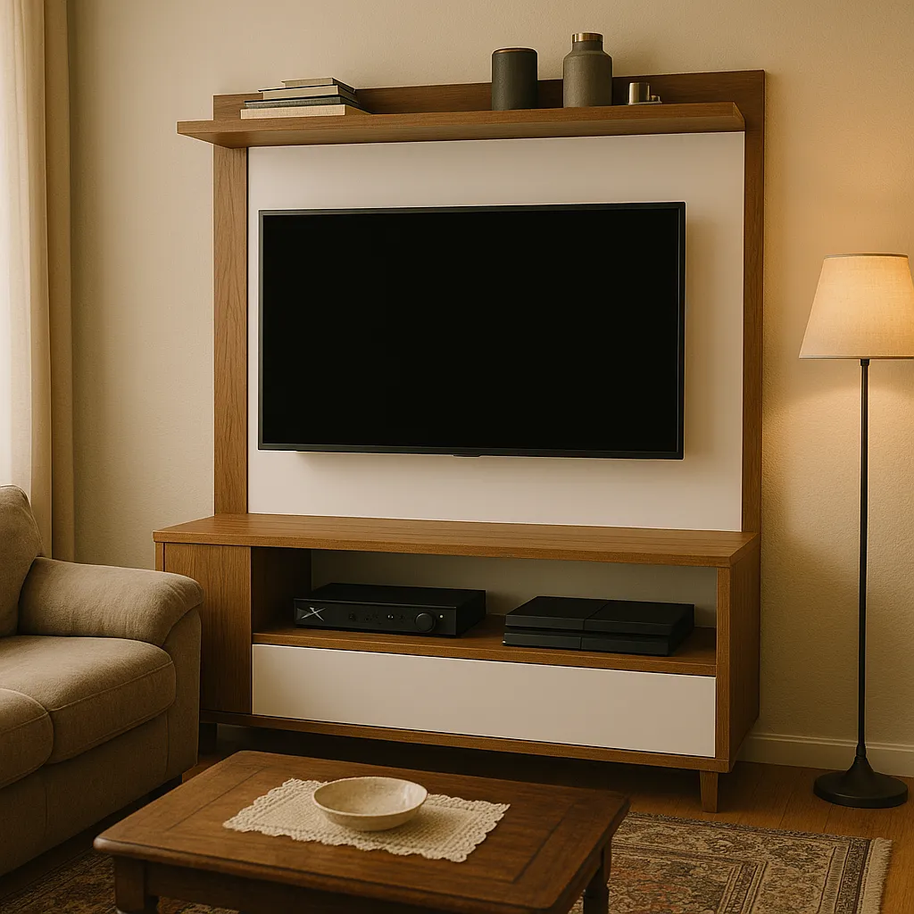 Painel de TV tradicional volumoso e com design que ocupa muito espaço na sala