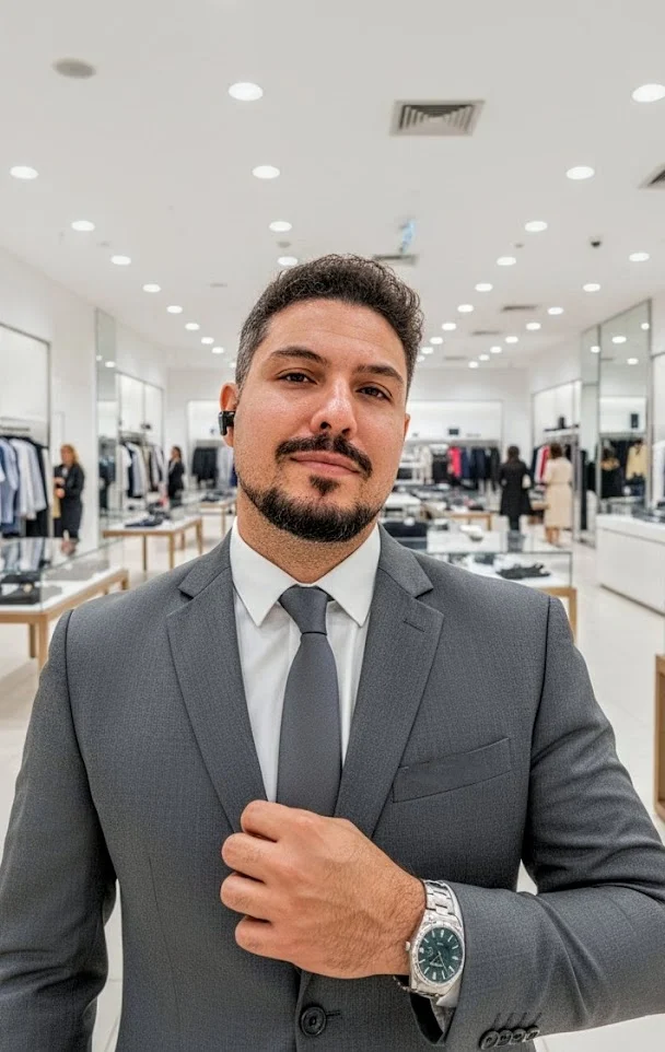 João Barbosa em um ambiente de loja