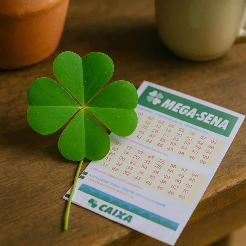 Planta trevo de quatro folhas ao lado de um bilhete da Mega Sena, ilustrando a fé e esperança em jogos de loteria.