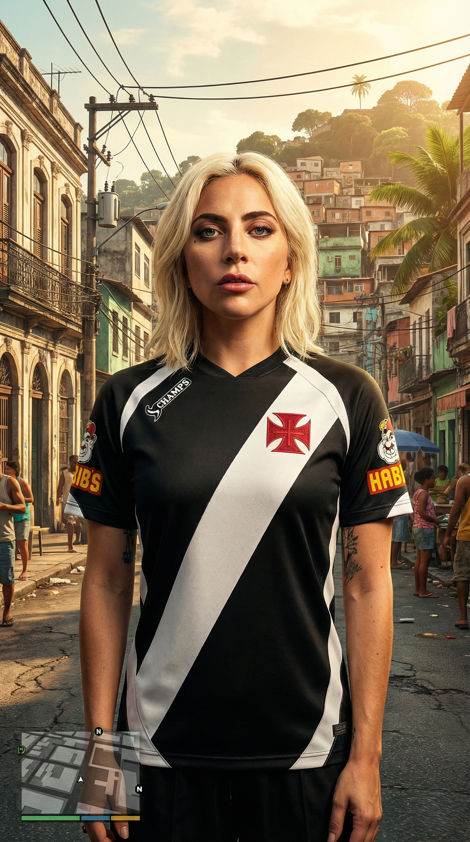 Gaga com perfil do Vasco Champs - Design com faixa contínua em estilo fun art