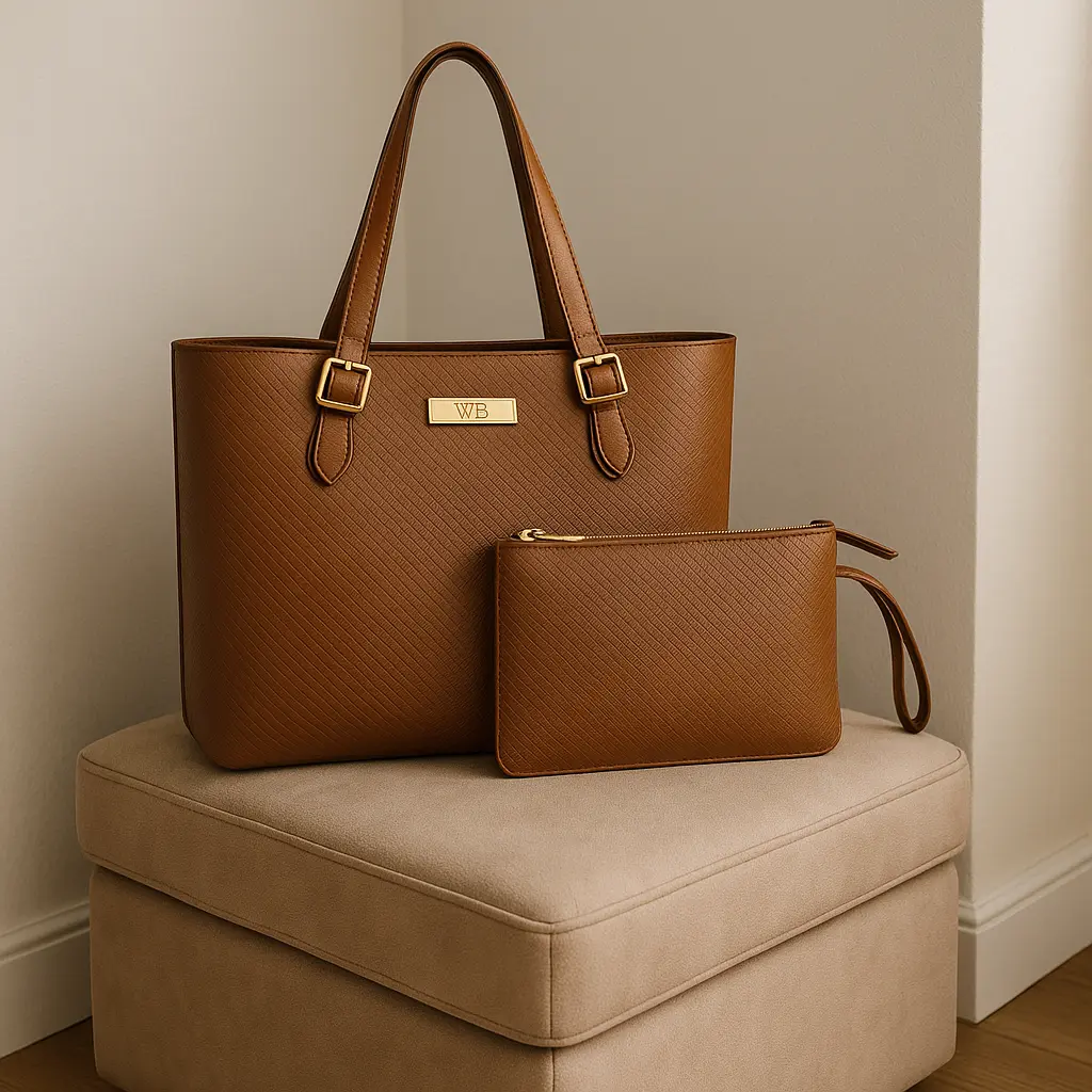 Kit de bolsa feminina grande e carteira, representando um presente completo