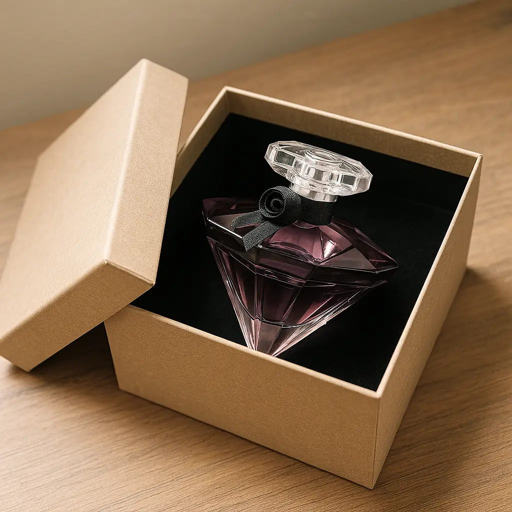 presente perfume feminino sendo entregue para uma mulher