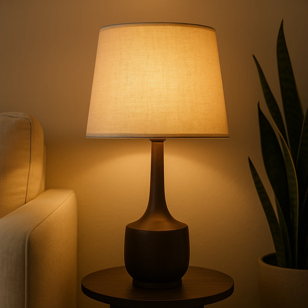 Quarto com iluminação indireta suave e velas acesas em castiçais elegantes