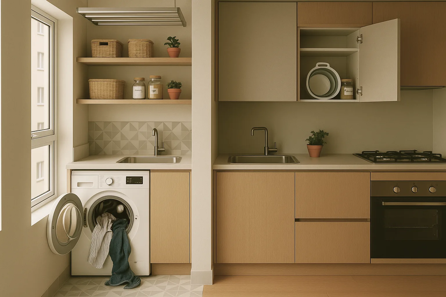 Cozinha pequena moderna, compacta e funcional