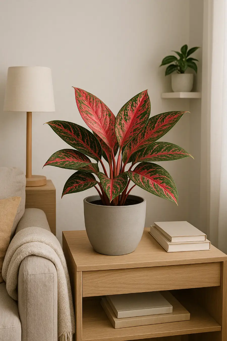 Aglaonema com suas folhas de cores e padrões diversos em um vaso elegante
