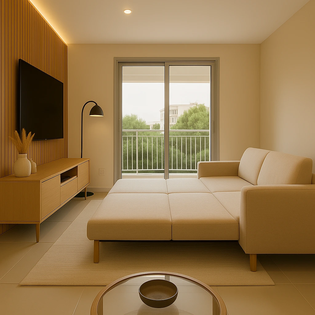 sofa-cama para sala pequena com design moderno
